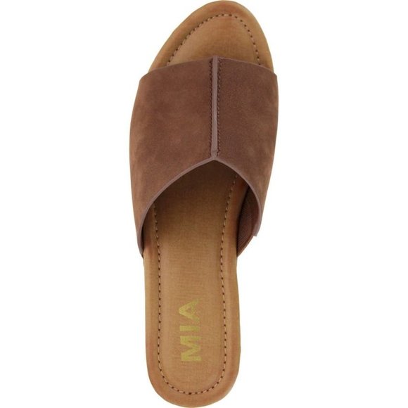 MIA Merel Studded Block Heel Mule Sandal Shoes 39  9 Brown NEW - Picture 3 of 11